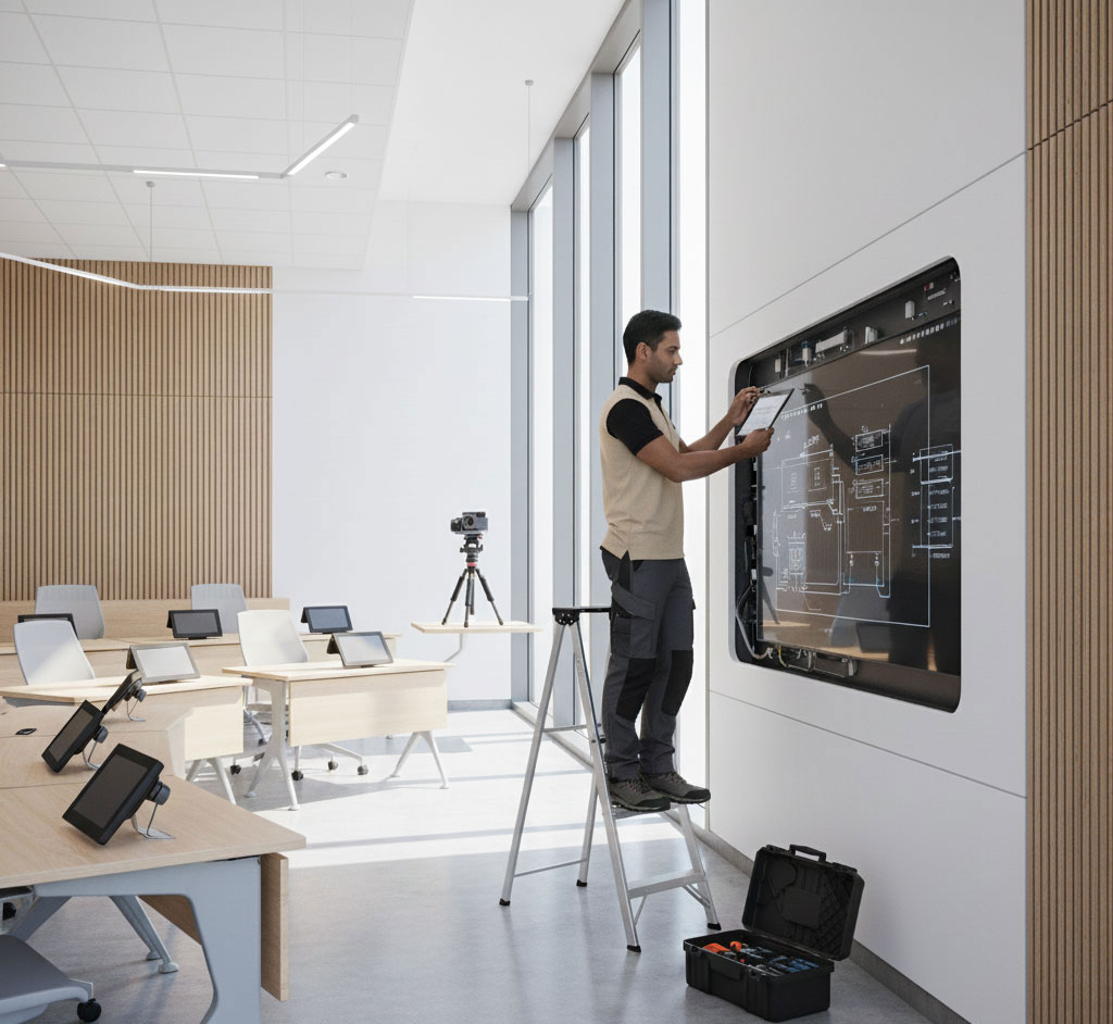 mantenimiento de sistemas audiovisuales en sala corporativa SONIMALAGA